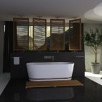 Grande salle de bain carrelage noir et blanc