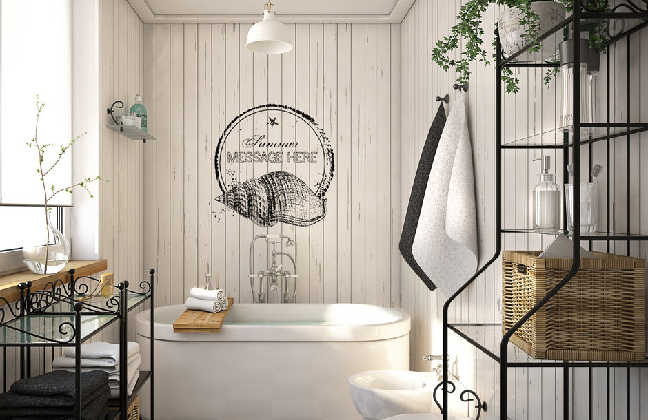 Grande salle de bain de style scandinave