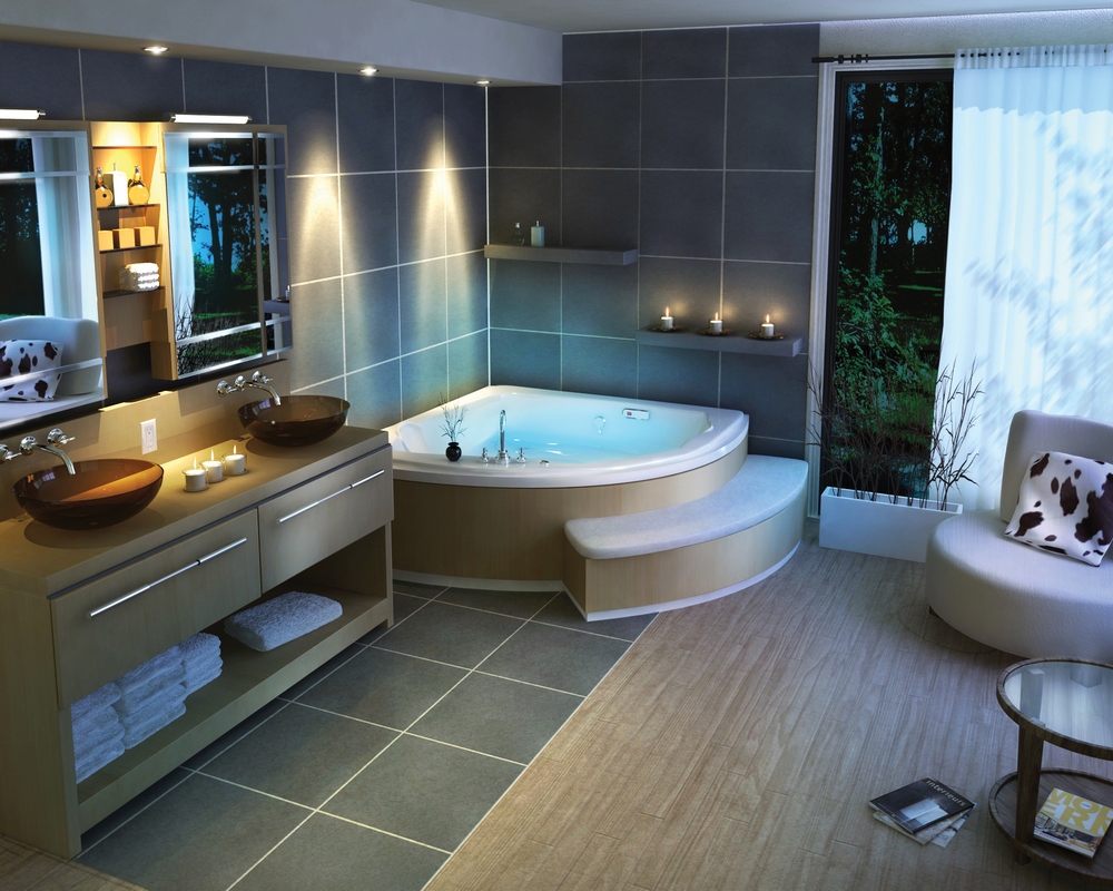 Grande salle de bain hi-tech