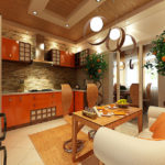 Pierre décorative dans la pierre de cuisine combinée avec un stratifié semblable au bois