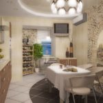 Pierre décorative dans l'encadrement de la cuisine pour les peintures murales