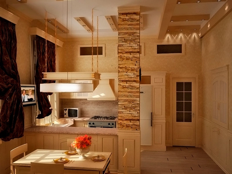 pierre décorative dans la cuisine