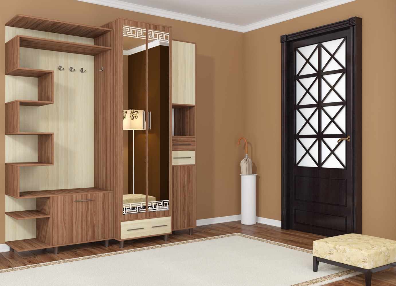 un exemple d'un style inhabituel d'un hall d'entrée dans une maison privée