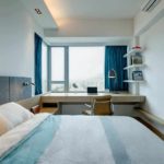 exemple de décor inhabituel d'une photo de chambre étroite