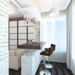 เคาน์เตอร์บาร์พร้อมเคาน์เตอร์หินและลายอิฐ