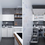 Mesin basuh pinggan mangkuk terbina di bawah sink dapur