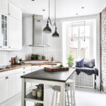 Mur de briques dans la conception de la cuisine