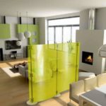 Cloison en verre vert translucide