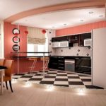 Nuances roses à l'intérieur de la cuisine