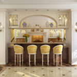 ครัว Art Nouveau ที่ผิดปกติพร้อมบาร์อาหารเช้า