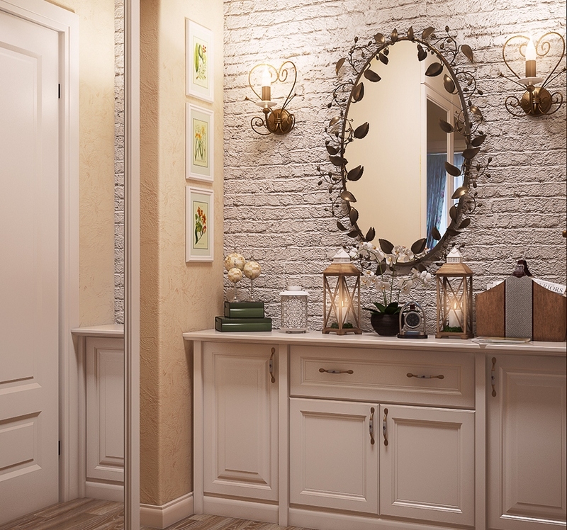 Éclairage d'un miroir ovale dans un petit couloir