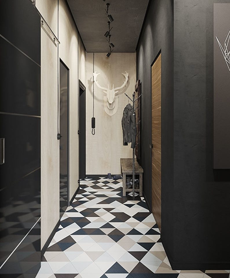 Murs contrastés dans un couloir de 4 mètres carrés