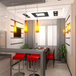 การแยกพื้นที่รับประทานอาหารและพื้นที่ทำงานพร้อมบาร์