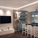 Buffet ancien parfaitement adapté à l'intérieur de la cuisine provençale moderne