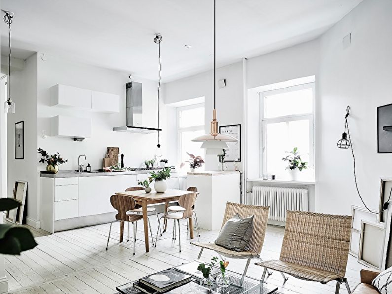 Intérieur de cuisine lumineux de style scandinave