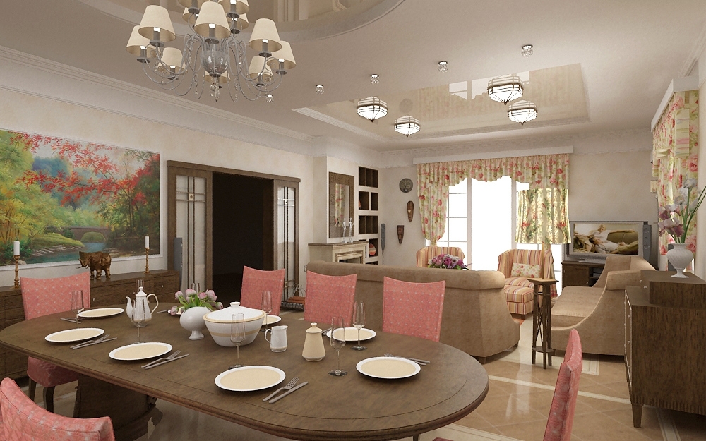 Plafond combiné dans la cuisine