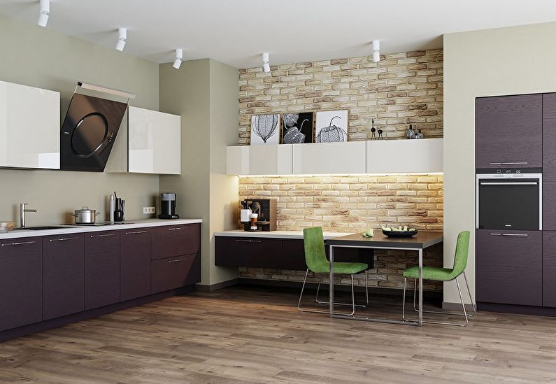 Chaises vertes à une petite table à manger