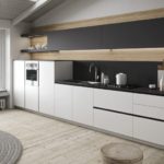 Dapur lurus tanpa kabinet dinding