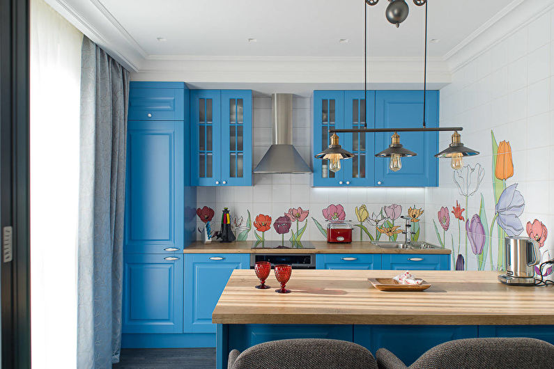 Dapur linear berwarna biru