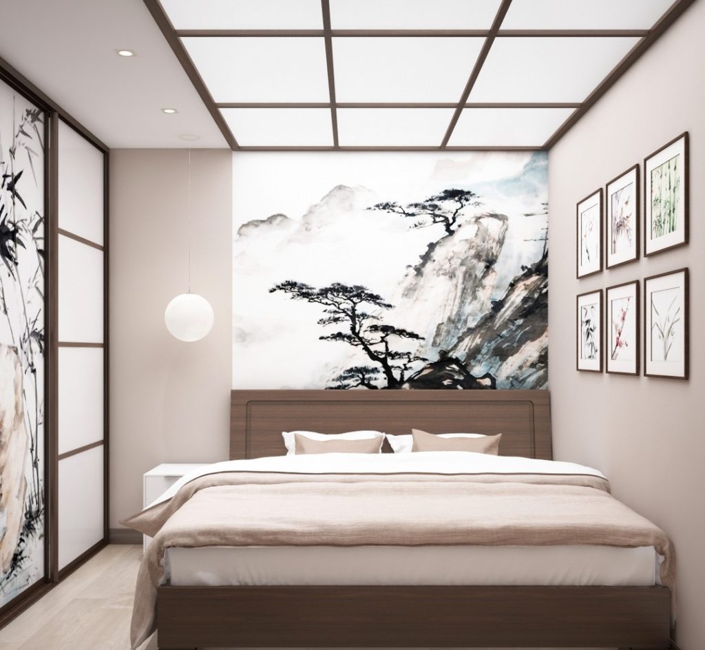 Chambre lumineuse de style japonais