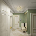 Lustre en verre au plafond du couloir