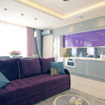 Techo de varios niveles en la cocina-sala de estar