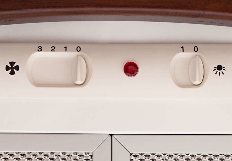 Kawalan slider pada panel kawalan hood