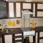 The combination of beige and wenge facades looks great