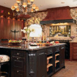 Very beautiful kitchen with curls, decorations and carvings in wenge color