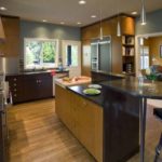 Huge Art Nouveau kitchen using light and dark wood