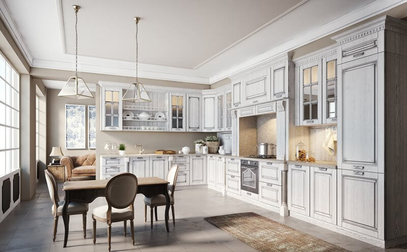 Conception de cuisine à la mode dans un style classique