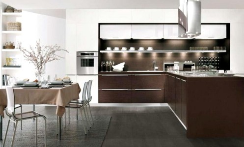 Simple smooth facades in wenge color