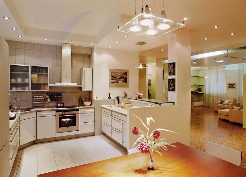 Φωτεινό φωτισμό της μοντέρνας κουζίνας