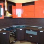 Corner kitchen top wenge and bottom - gloss orange