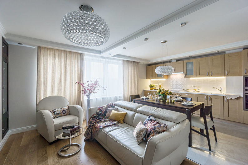 Τοίχωμα της κουζίνας με έπιπλα καθιστικού