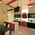 ขาวดำและแดงเล็กน้อยสำหรับห้องครัว