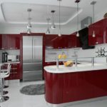 Bar counter dengan facade burgundy
