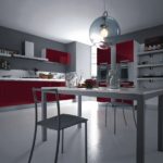 Siling sfera kaca terbaja di atas meja dapur