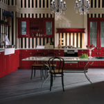 Lantai kelabu di dapur rumah negara