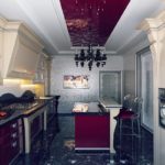 Reka bentuk Dapur Art Deco dengan Lantai Gelap