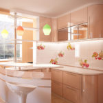 ผ้ากันเปื้อนสีอ่อนที่มีลวดลายผลไม้