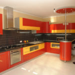 Sarı ve kırmızı mobilya mutfak iç