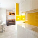 Apron akrilik kuning dan sinki putih