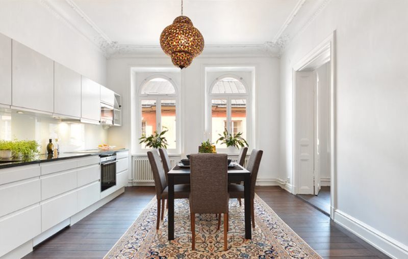 Zonage de l'espace cuisine avec tapis