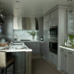 Compact kitchen design in gray tones