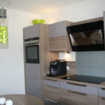 Green cup on a gray headset