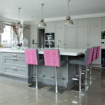 Lilac backs of bar stools