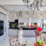 Red accents in a gray interior