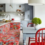 Bright upholstered kitchen sofa