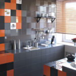 Gray-brown ceramic tiles in the kitchen